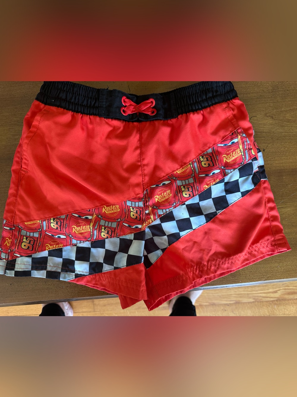 Disney/ Pixar Cars Lightning McQueen swim trunks and Long Sleeve Rash Guard